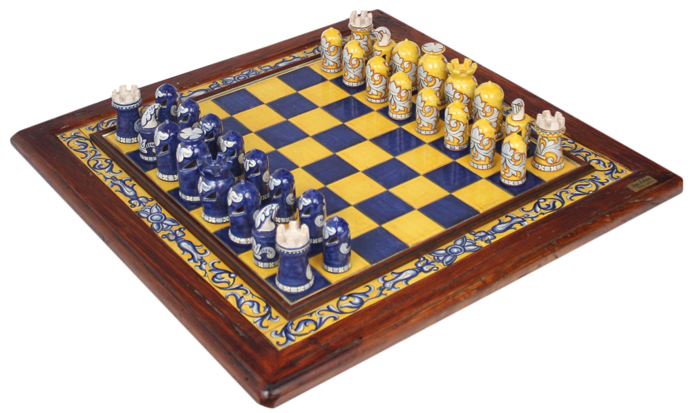 Italian majolica ceramic chess board