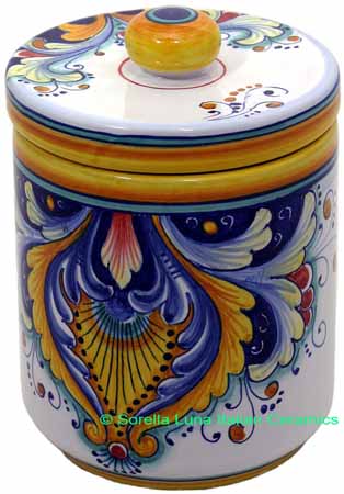 Ceramic Majolica Covered Kitchen Jar 193 19cm