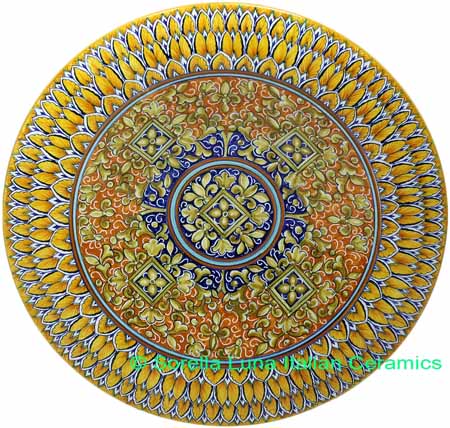Ceramic Majolica Plate G04 Brown Orange Blue 739 35cm