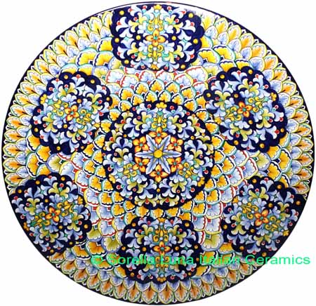 Ceramic Majolica Plate G06 G07 FDL Blue Yellow 63cm