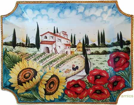 Ceramic Majolica Plate HZ Tuscany Poppies 4131