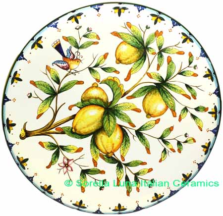 Ceramic Majolica Plate Tuscany Amalfi Lemon NN 52cm