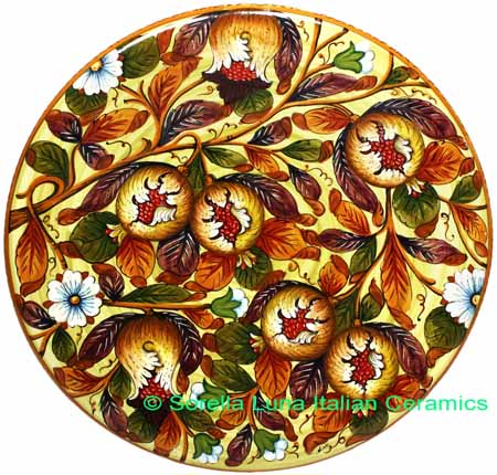 Ceramic Majolica Plate Tuscany Pomegranate NN 52cm