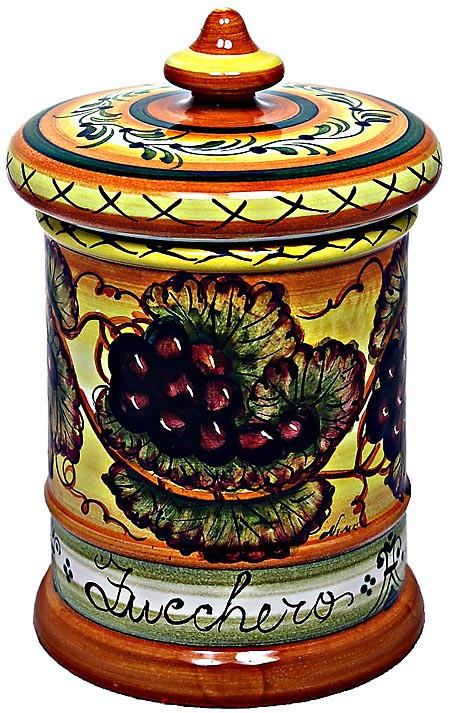 Ceramic Majolica Sugar Jar Tuscan Grapes 20cm