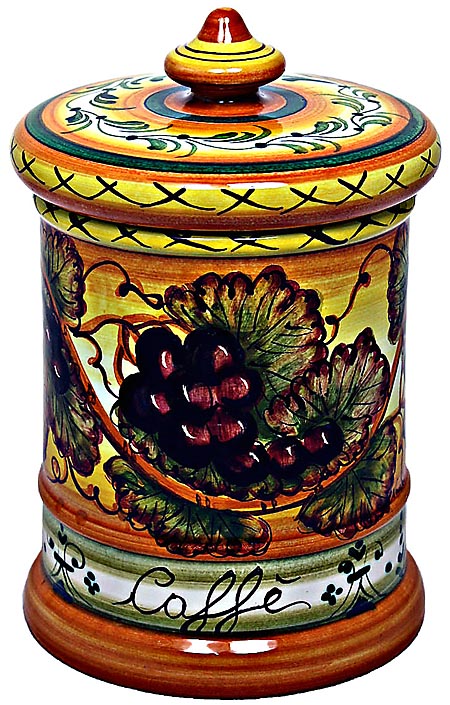 Ceramic Majolica Coffee Jar Tuscan Grapes 20cm