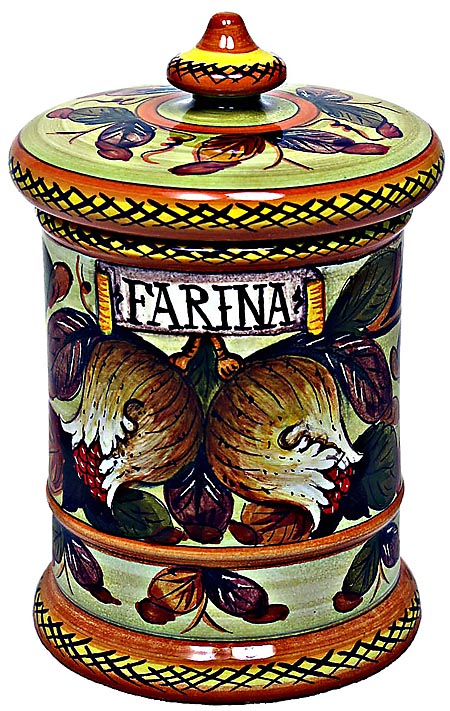 Ceramic Majolica Flour Jar Tuscan Pomegranate 20cm