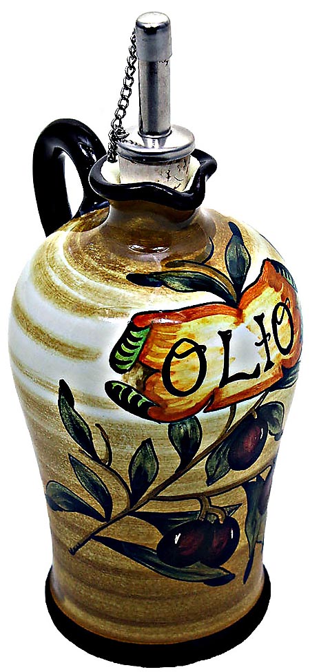 Ceramic Majolica Olive Oil Dispenser Brown OLV N 20cm