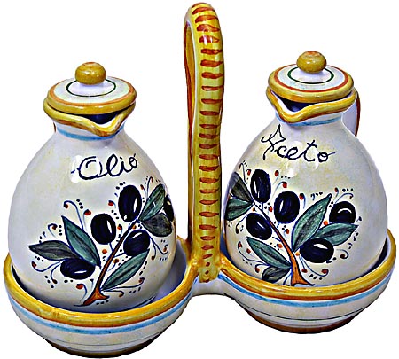 Ceramic Majolica Olive Oil Vinegar OL2 17cm