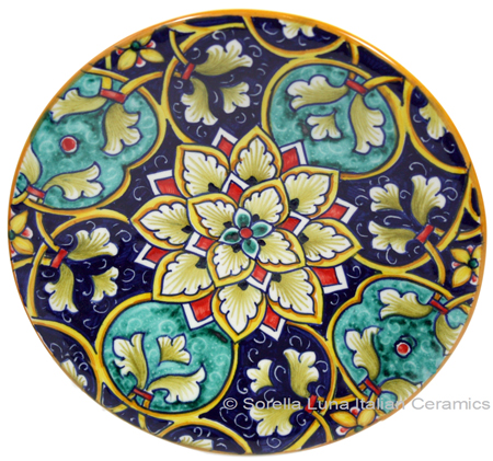 Ceramic Majolica Plate GEO Blue Green 15cm