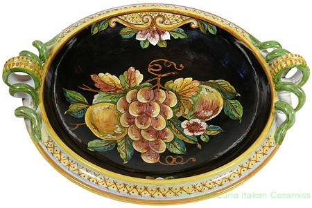 Deruta Italian Ceramic Round Handled Platter 