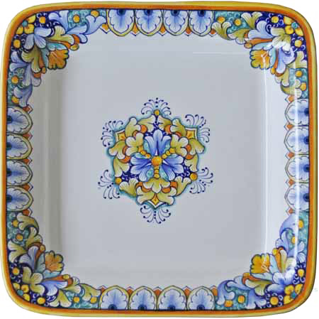 Italian Square Platter - Orange/Blue/Brown - 30cm