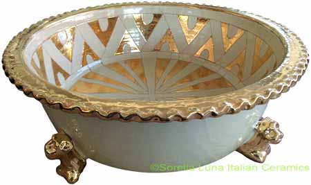 Tuscan Centerpiece Bowl - Lions Feet Creme/Gold