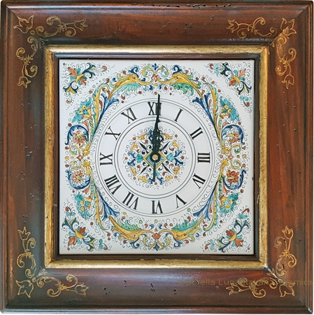 Italian Majolica Clock - Delfini/Ricco Deruta - 40cm