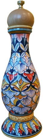 Deruta Italian Ceramic Pepper Grinder - Deruta Ricco Large