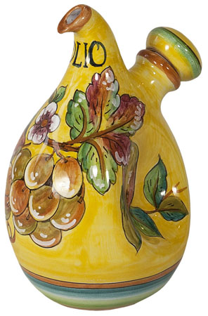 Olive Oil Dispenser GP Pinched Yellow with White Grapes 20cm 