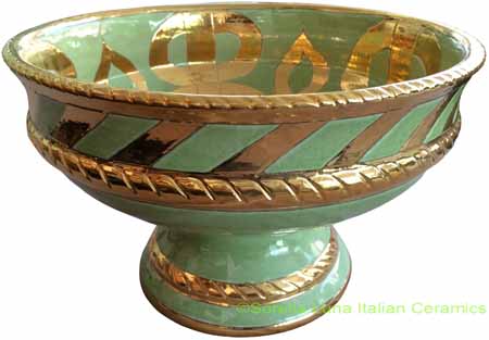 Tuscan Handcrafted Centerpiece/Bowl - Light Green/Gold