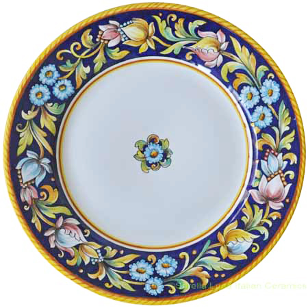 Deruta Italian Dinner Plate - Blue Flower