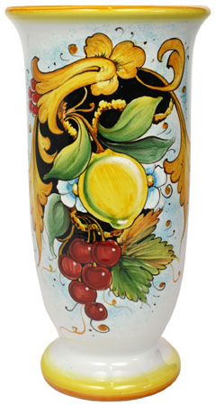 Deruta Italian Ceramic Vase - Lemons and Grapes