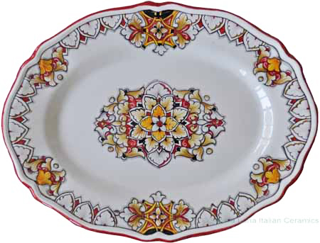 Deruta Scalloped Oval Platter - 38cm