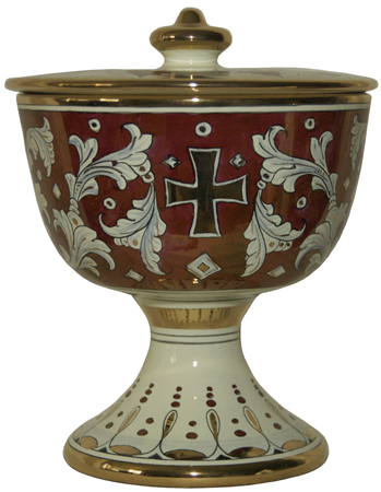 Urn - Pisside Rubino e Oro - Ruby and Gold with Cross