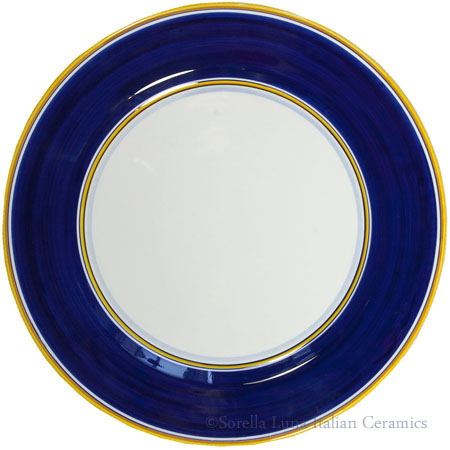 Italian Charger Plate - Yellow Border Solid Blue 