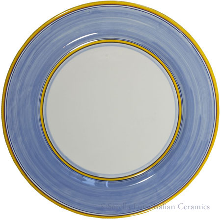 Italian Charger Plate - Yellow Border Solid Light Blue