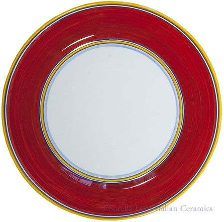 Italian Charger Plate - Yellow Border Solid Red