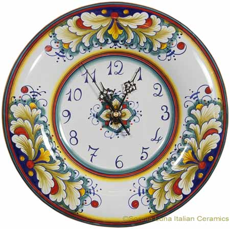 Italian Majolica Clock - Corallo - 30cm