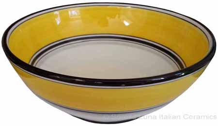 Italian Dessert/Soup Bowl - Black Rim Solid Yellow - Giallo