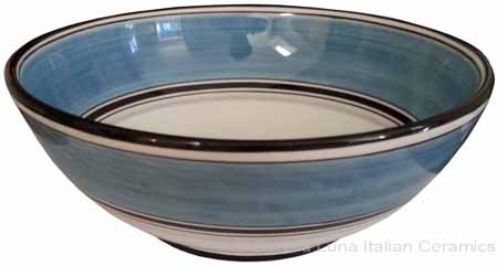 Italian Dessert/Soup Bowl - Black Rim Solid Light Blue - Platino