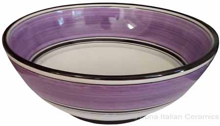 Italian Dessert/Soup Bowl - Black Rim Solid Purple - Viola