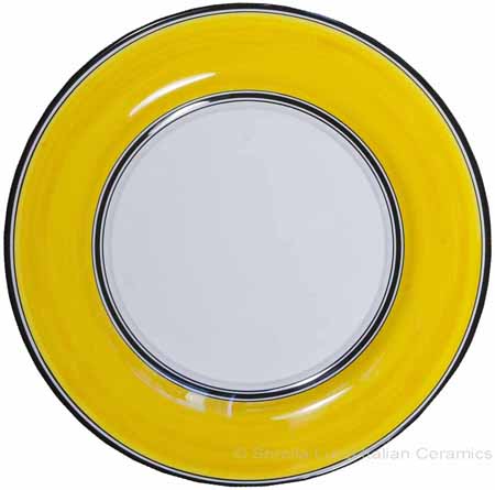 Italian Dinner Plate Black Rim Solid Yellow - Giallo