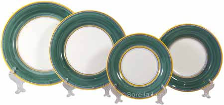 Italian Charger Place Setting - Yellow Border Geen