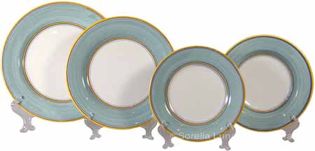 Italian Charger Place Setting - Yellow Border Teal