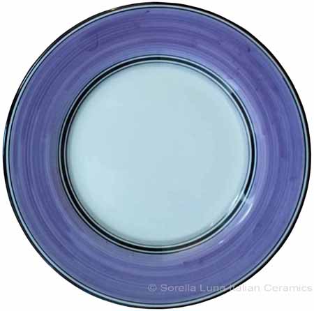 Deruta Italian Salad Plate - Black Rim Solid Purple - Viola