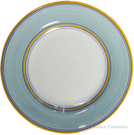 Deruta Italian Salad Plate - Yellow Rim Solid Teal
