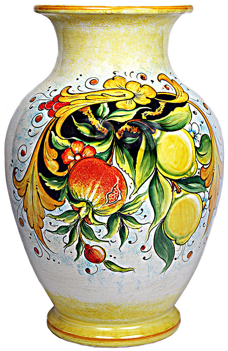 Deruta Italian Ceramic Vase - Pomegranates and Lemons