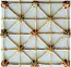 Tile - White with Gold Criss-Cross