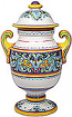 Italian Ceramic Centerpiece Urn - Deruta Ricco/Acanthus