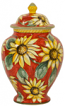 Italian Ceramic Centerpiece Urn - Red Sunflowers