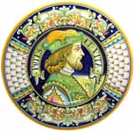 Ceramic Majolica Plate Portrait Male Penne POTES 42cm