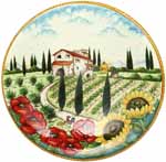 Ceramic Majolica Plate Tuscany Poppy Country 42cm