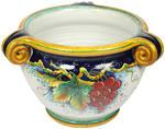 Italian Ceramic Decorative Vase - Red Grapes and Scrolls