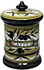 Ceramic Majolica Coffee Jar Tuscan Green Olive 20cm