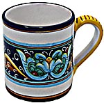 Ceramic Majolica Coffee Mug Cup Ricco Vario Blue Green