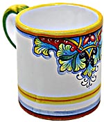 Ceramic Majolica Coffee Mug Cup Vario Red Blue Green