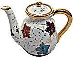 Ceramic Majolica Coffee Tea Pot Gold Leaf Autumn 15cm
