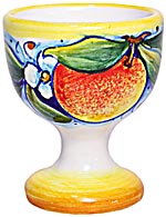 Ceramic Majolica Egg Cup Server Peach Fruit Orange 6cm