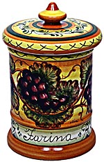 Ceramic Majolica Flour Jar Tuscan Grapes 20cm