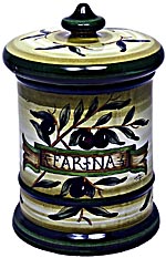 Ceramic Majolica Flour Jar Tuscan Green Olive 20cm